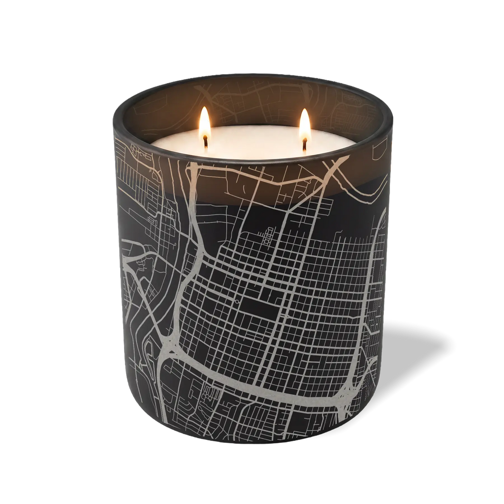 Wild Journey Custom Etched Sacramento Map 12 oz Studio Series Candle in Black