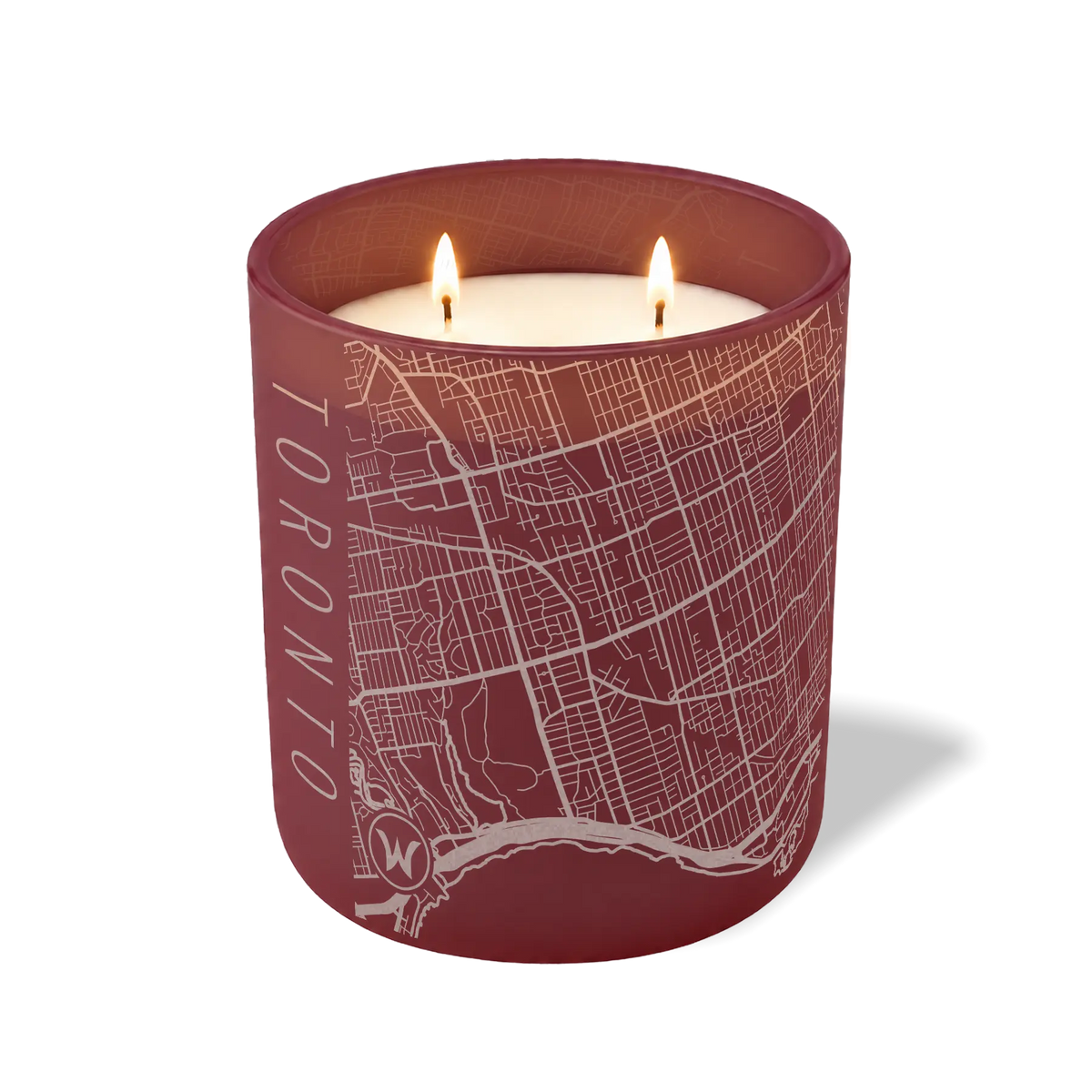 Wild Journey Custom Etched Toronto Map 12 oz Studio Series Candle in Burgundy