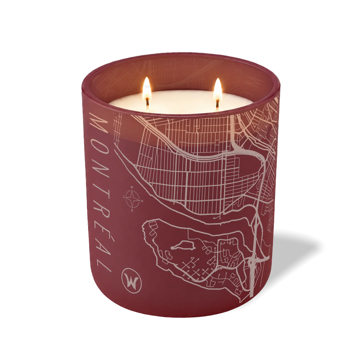 Wild Journey Custom Etched Montreal Map 12 oz Studio Series Candle in Burgundy