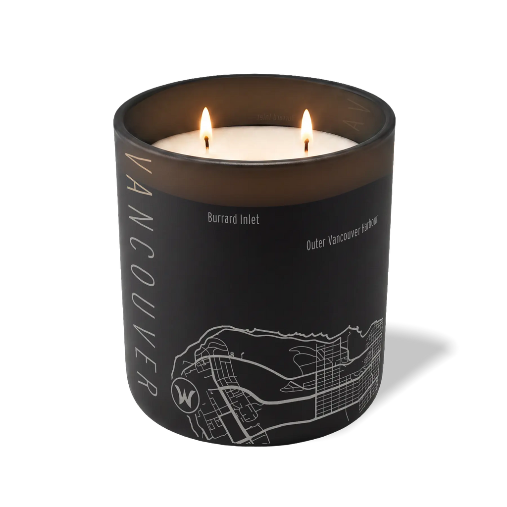Wild Journey Custom Etched Vancouver Map 12 oz Studio Series Candle in Black