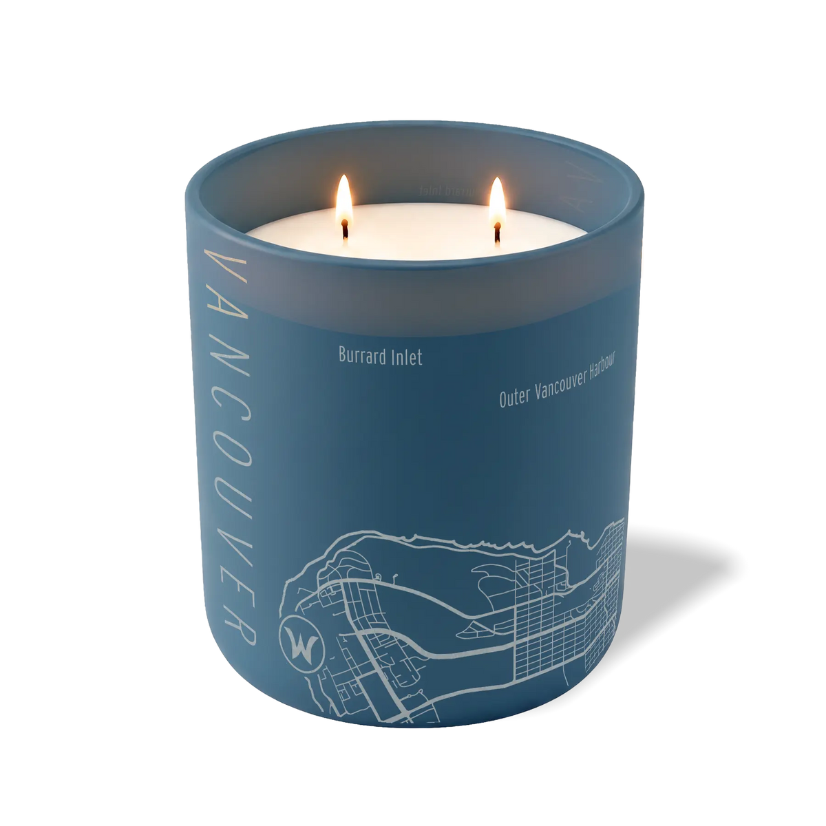 Wild Journey Custom Etched Vancouver Map 12 oz Studio Series Candle in Cobalt
