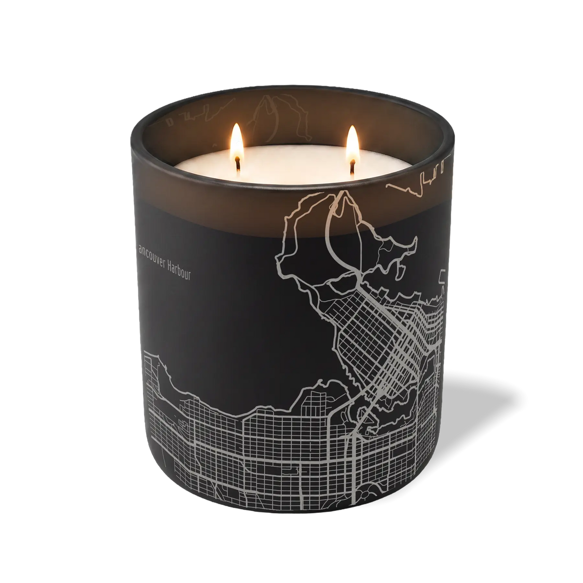 Wild Journey Custom Etched Vancouver Map 12 oz Studio Series Candle in Black