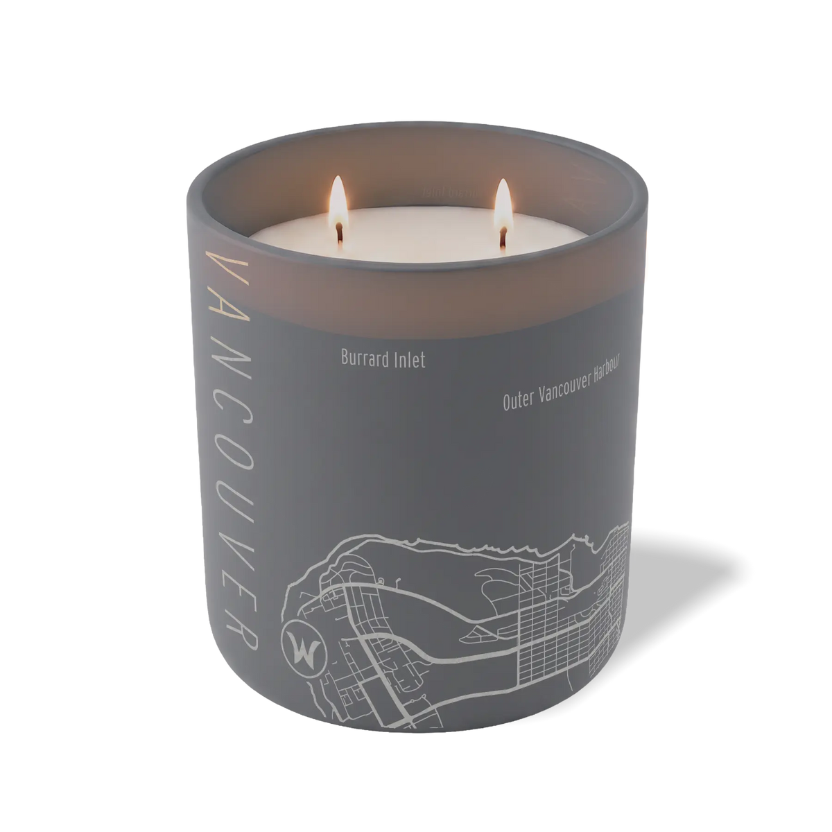 Wild Journey Custom Etched Vancouver Map 12 oz Studio Series Candle in Graphite