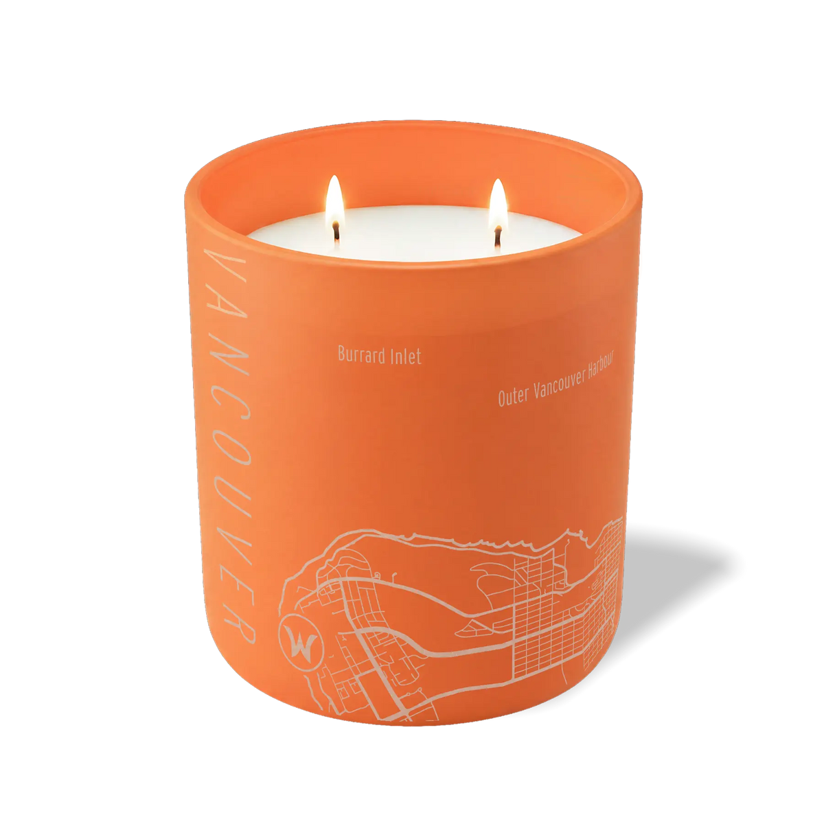 Wild Journey Custom Etched Vancouver Map 12 oz Studio Series Candle in Tangy Orange
