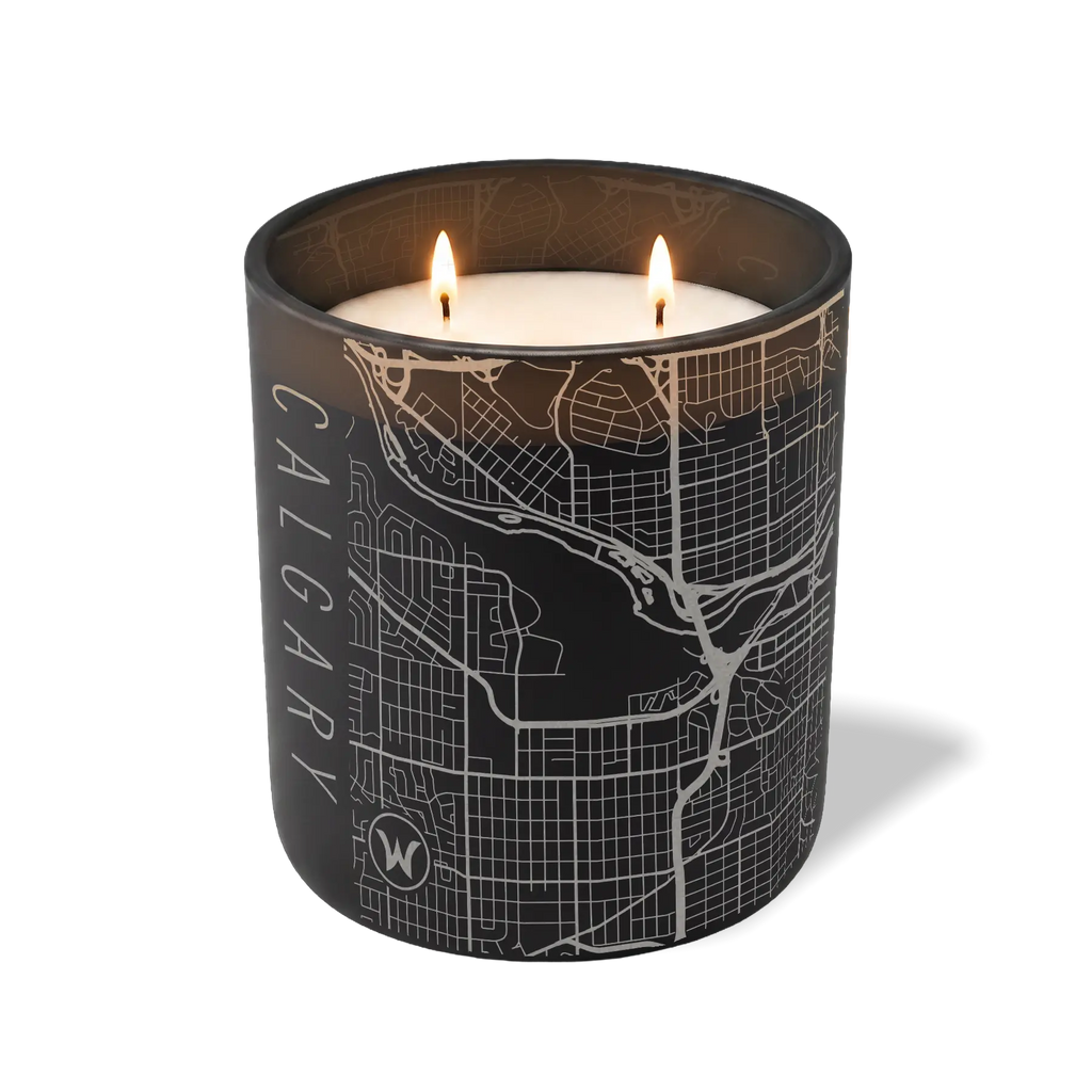 Wild Journey Custom Etched Calgary Map 12 oz Studio Series Candle in Black