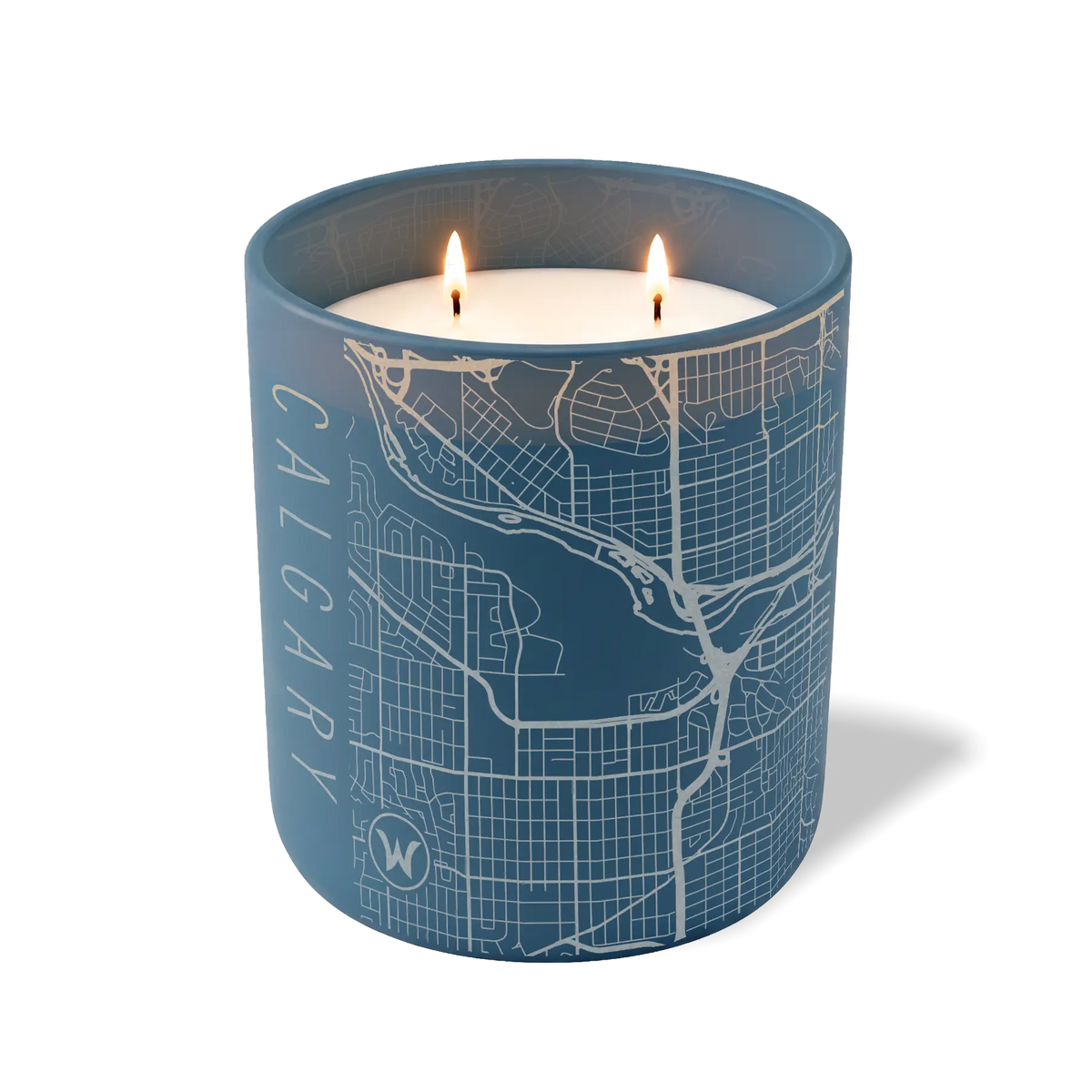 Wild Journey Custom Etched Calgary Map 12 oz Studio Series Candle in Cobalt