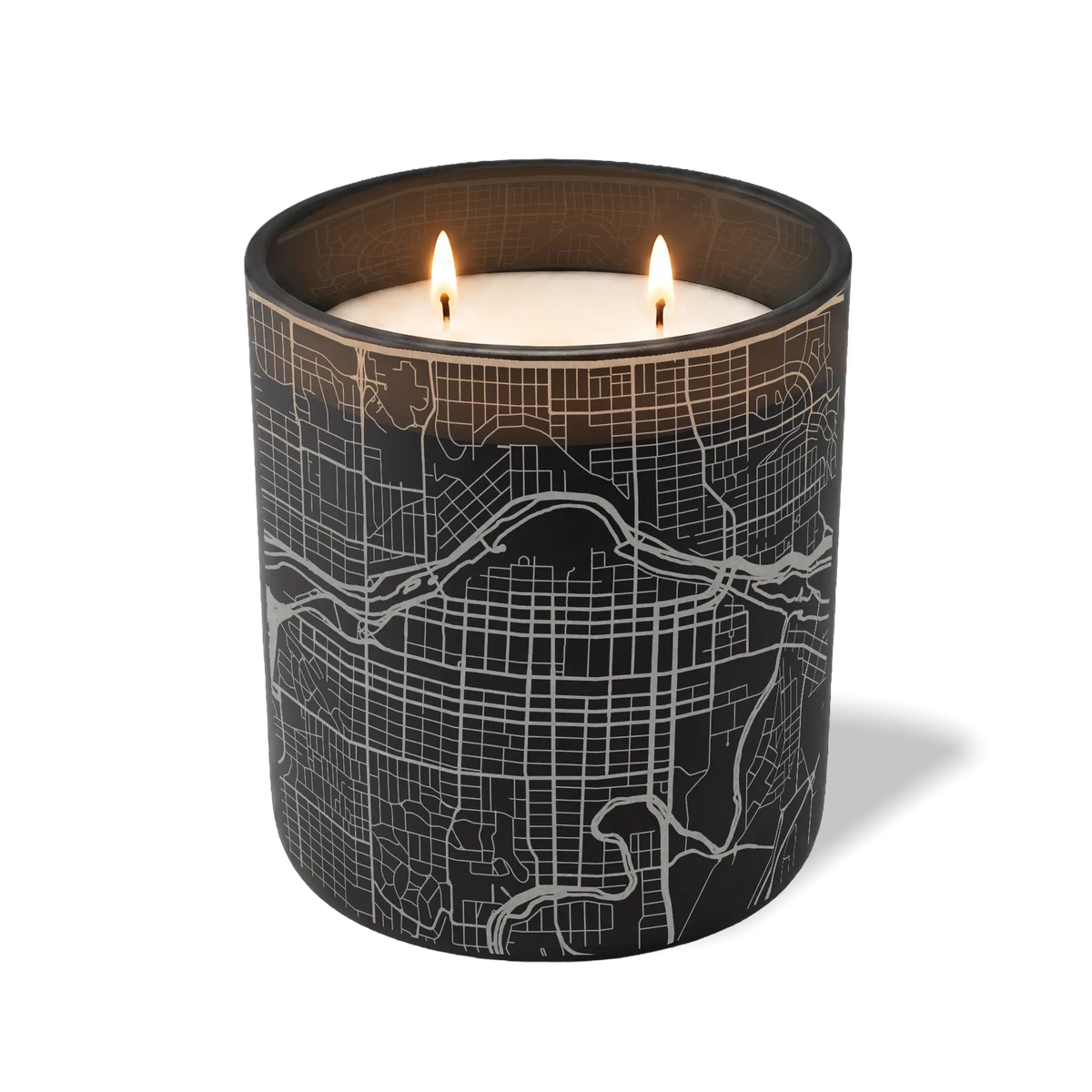Wild Journey Custom Etched Calgary Map 12 oz Studio Series Candle in Black