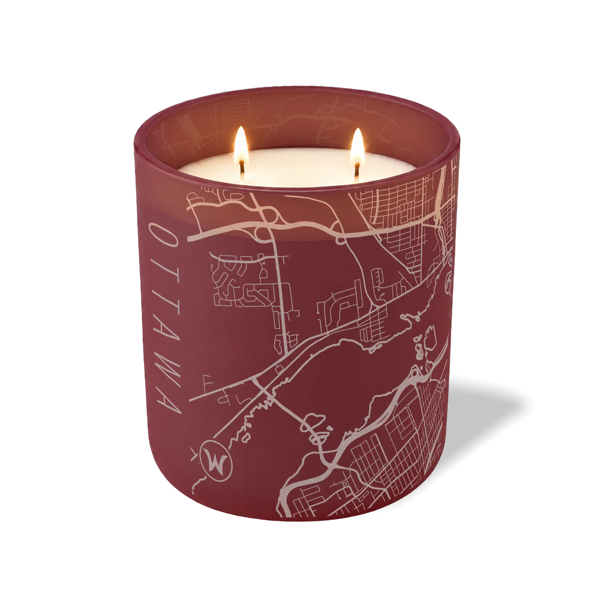 Wild Journey Custom Etched Ottawa Map 12 oz Studio Series Candle in Burgundy