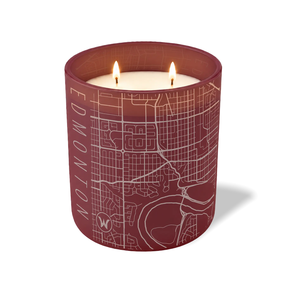 Wild Journey Custom Etched Edmonton Map 12 oz Studio Series Candle in Burgundy