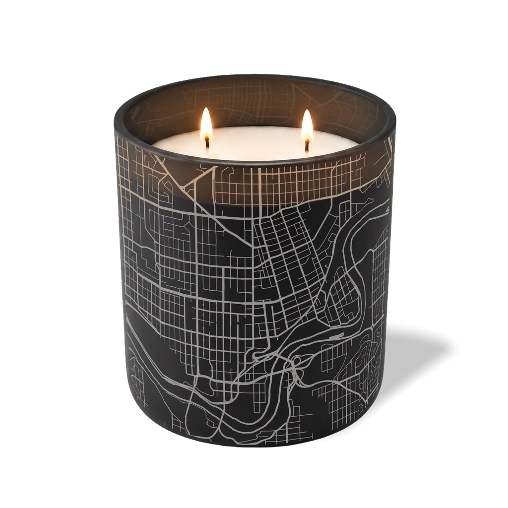 Wild Journey Custom Etched Edmonton Map 12 oz Studio Series Candle in Black