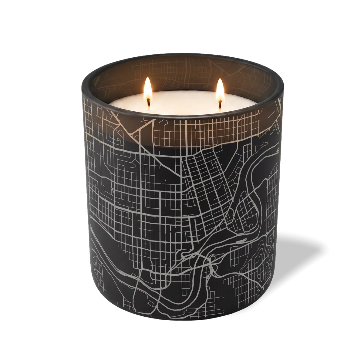 Wild Journey Custom Etched Edmonton Map 12 oz Studio Series Candle in Black