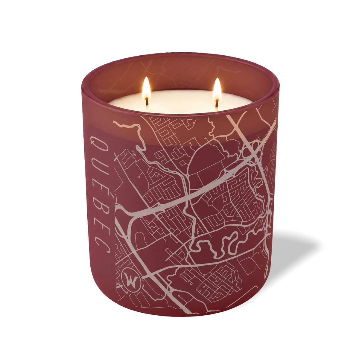 Wild Journey Custom Etched Quebec City Map 12 oz Studio Series Candle in Burgundy