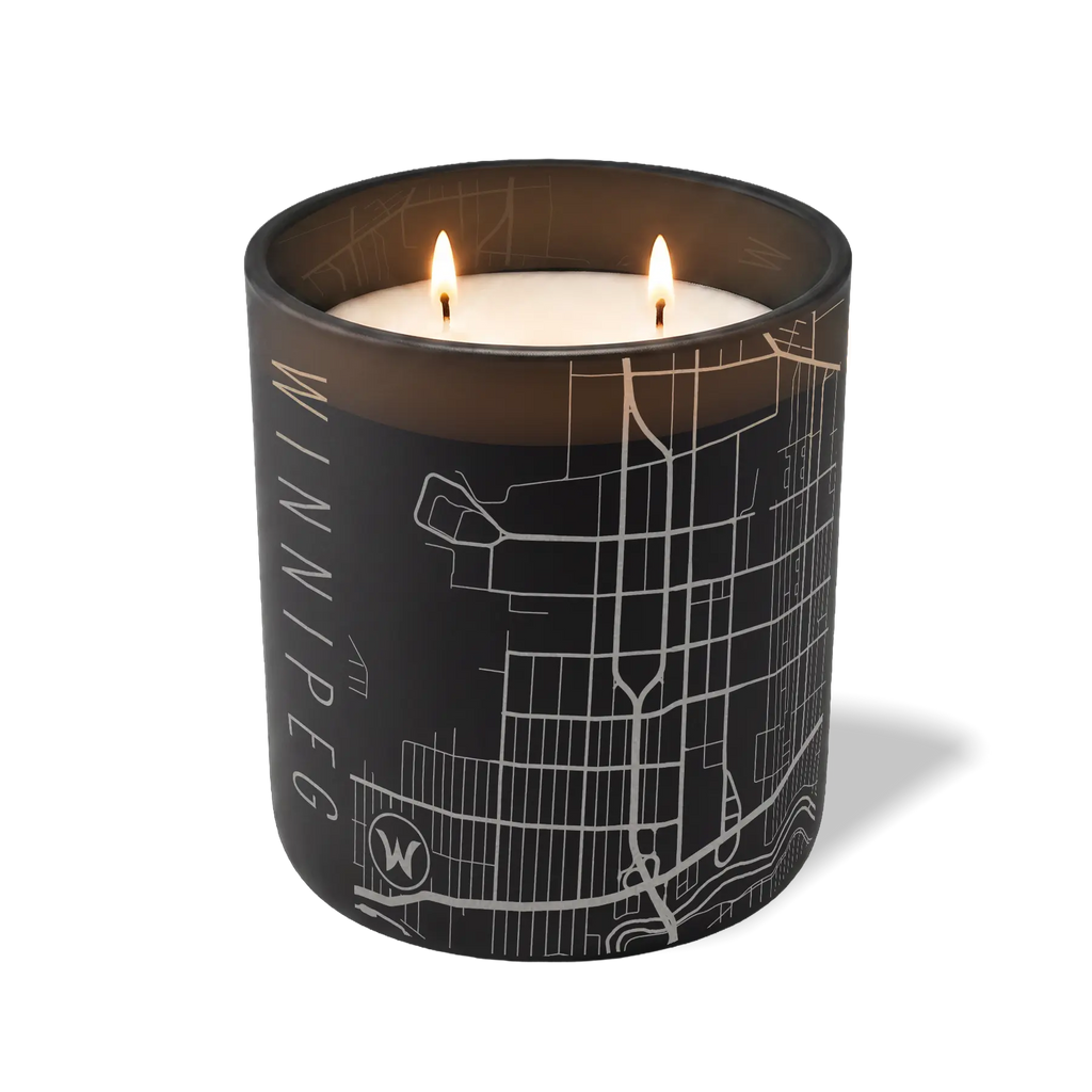 Wild Journey Custom Etched Winnipeg Map 12 oz Studio Series Candle in Black