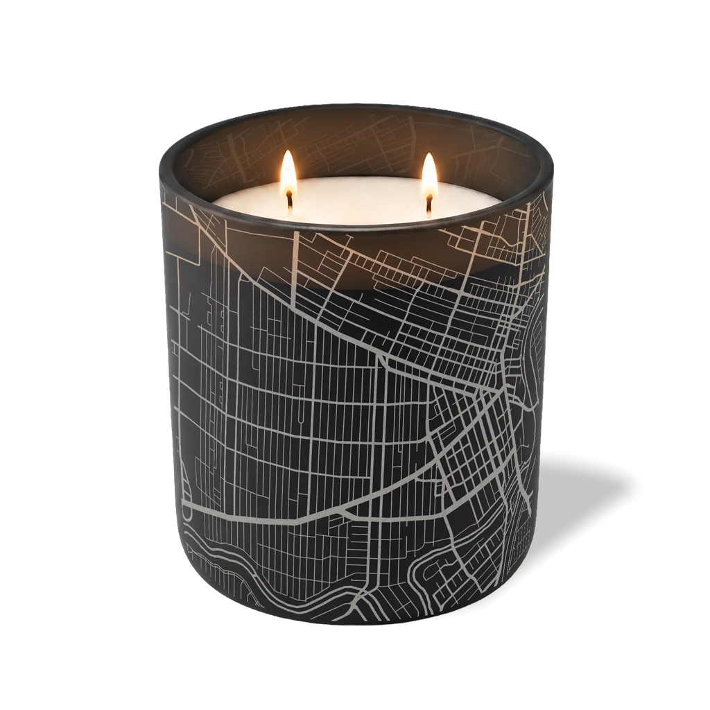 Wild Journey Custom Etched Winnipeg Map 12 oz Studio Series Candle in Black