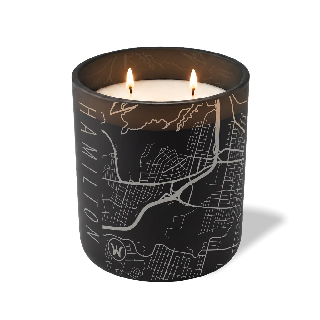 Wild Journey Custom Etched Hamilton Map 12 oz Studio Series Candle in Black