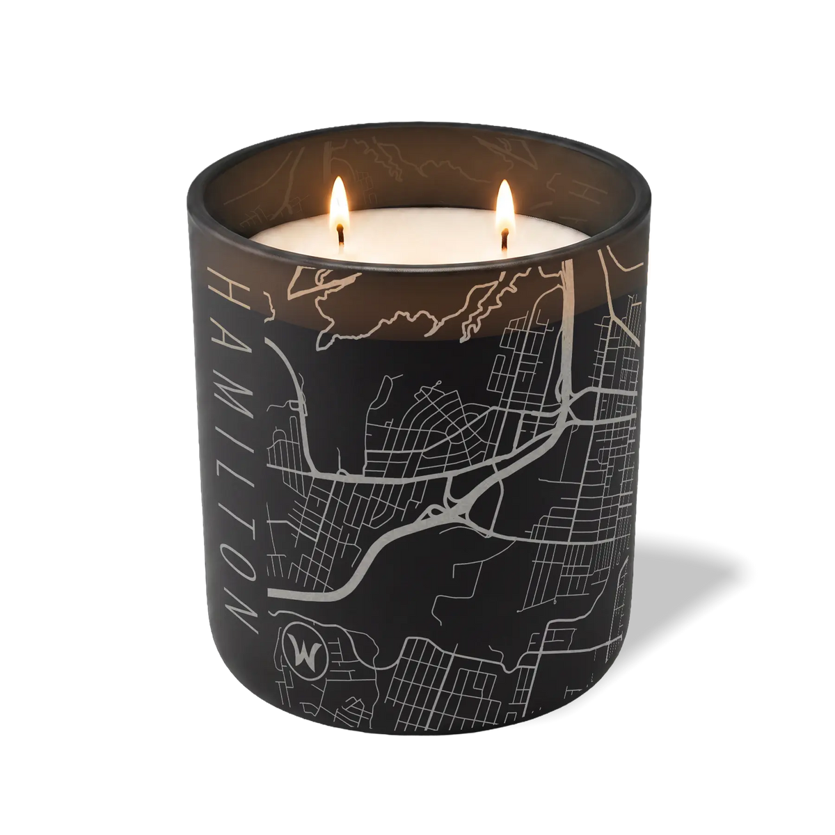 Wild Journey Custom Etched Hamilton Map 12 oz Studio Series Candle in Black