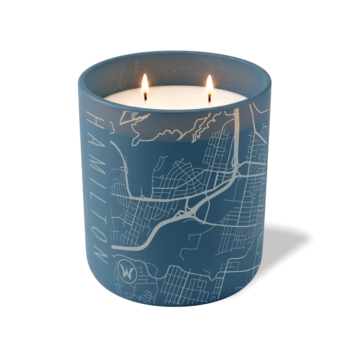 Wild Journey Custom Etched Hamilton Map 12 oz Studio Series Candle in Cobalt