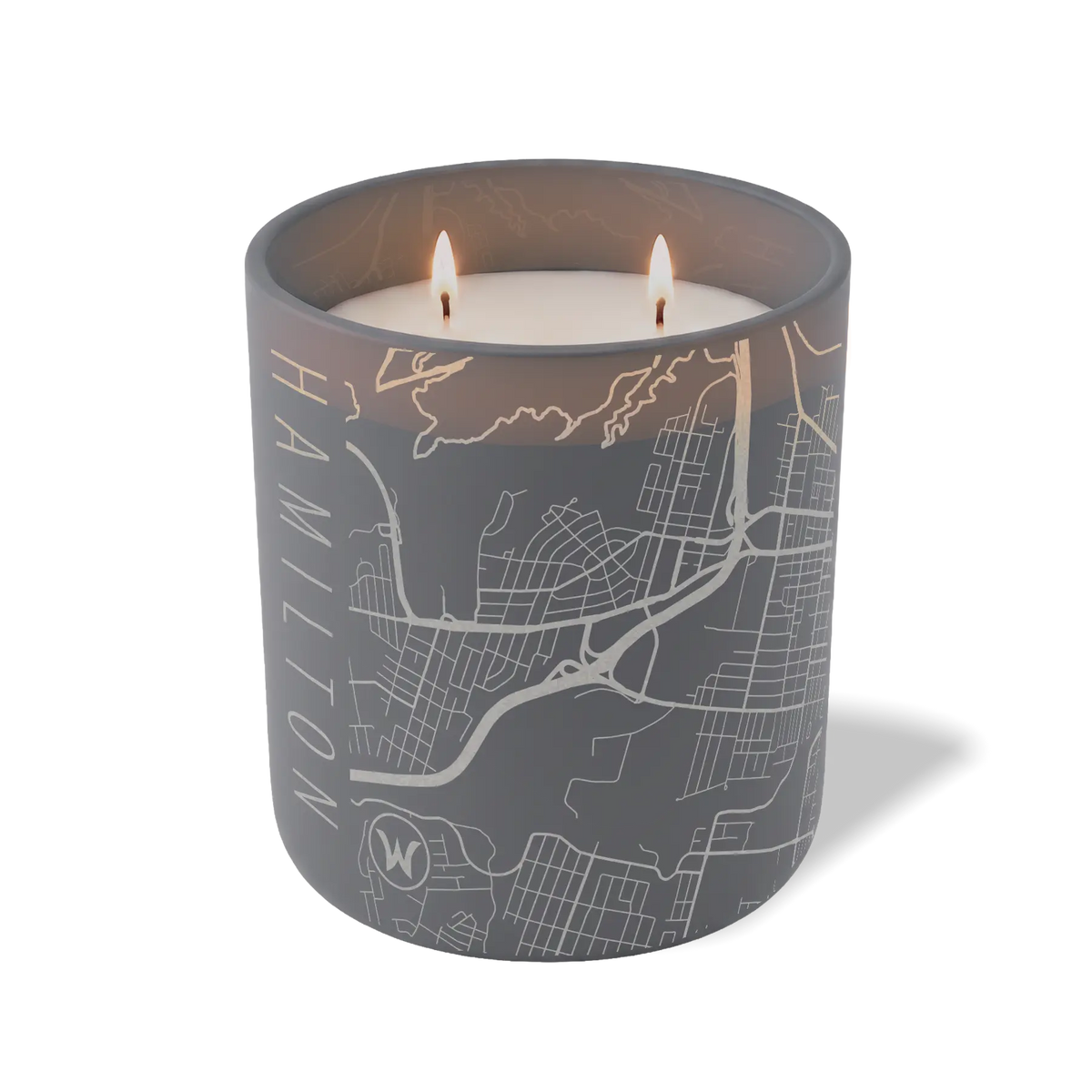 Wild Journey Custom Etched Hamilton Map 12 oz Studio Series Candle in Graphite