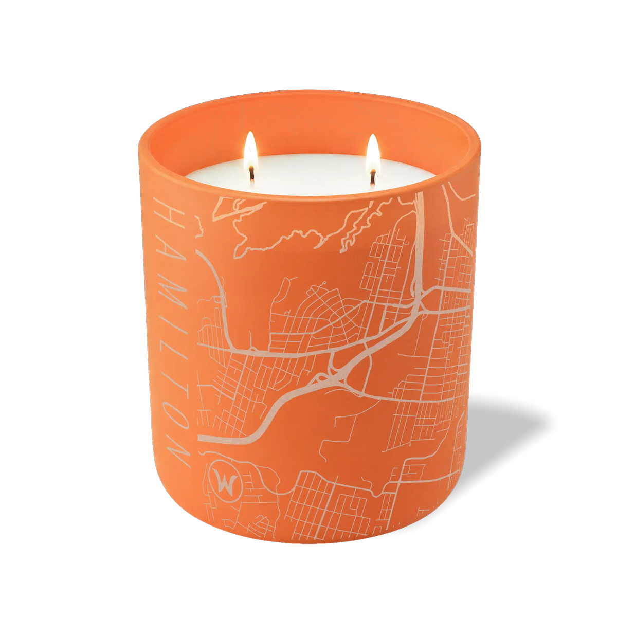 Wild Journey Custom Etched Hamilton Map 12 oz Studio Series Candle in Tangy Orange