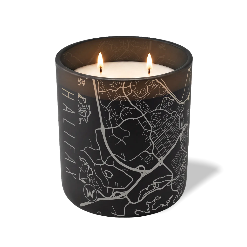 Wild Journey Custom Etched Halifax Map 12 oz Studio Series Candle in Black