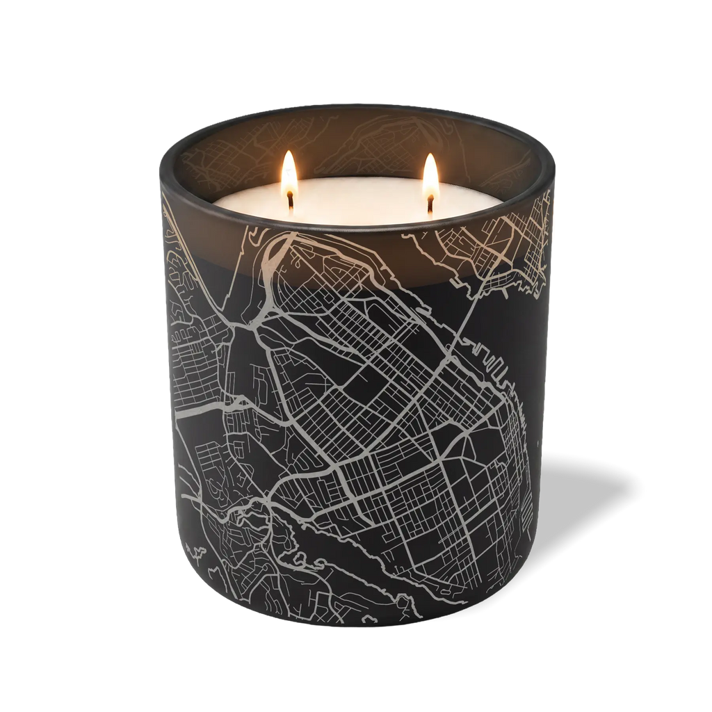 Wild Journey Custom Etched Halifax Map 12 oz Studio Series Candle in Black