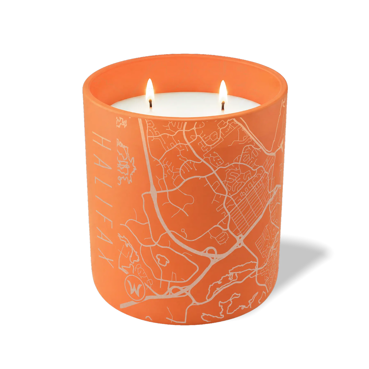 Wild Journey Custom Etched Halifax Map 12 oz Studio Series Candle in Tangy Orange
